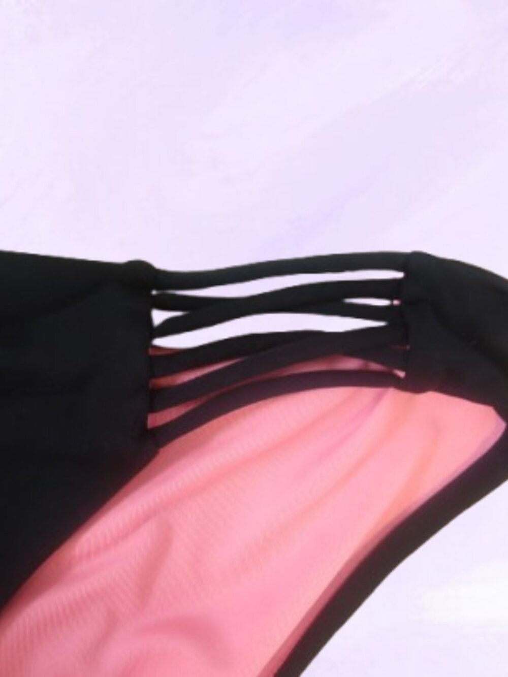 PINK Victoria's Secret strappy sides bikini bottom swimsuit in black and pink M - Picture 6 of 7